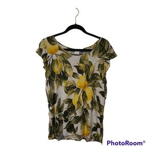 H&M, short flutter/ruffle sleeve top.